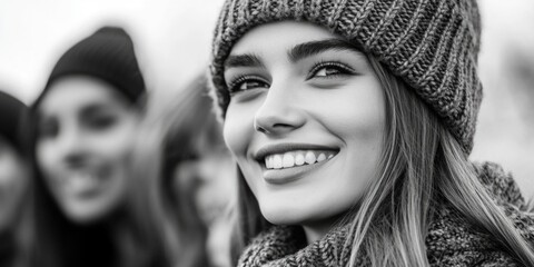 Obraz premium Woman with Hat and Scarf