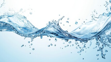 Beautiful wave of water with droplets and splashing motion