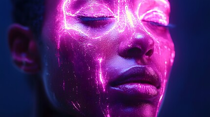 Radiant woman with glowing skin illuminated by soft light creating a stunning and ethereal portrait of natural beauty