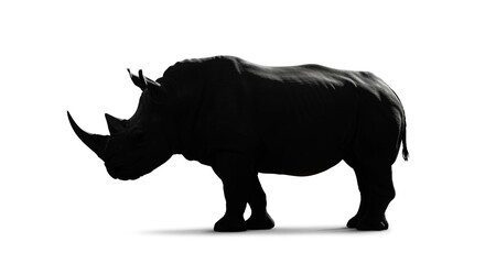 Obraz premium Powerful Rhino Silhouette African Wildlife Endangered Animal Black and White Nature Photography