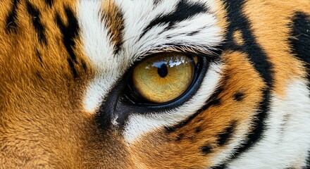 Close up of a Tiger s Intense Yellow Eye Striking Orange and Black Fur Texture