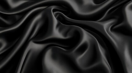Obraz premium Luxurious black silk fabric drapes in soft flowing folds