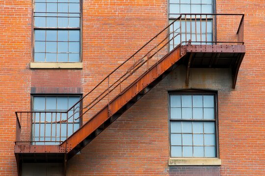Urban Nostalgia: Rustic Fire Escape on Old Apartment Building