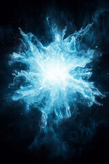 Blue Energy Explosion and Water Splash