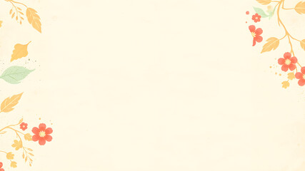 Romantic floral autumn leaves frame with a heart-shaped red pattern