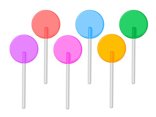 Colorful Lollipops. Sweet and Hard Candy on a Stick in Various Flavors