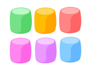 Soft and Fluffy Marshmallows. Sweet and Spongy Candy Treat in Various Shapes and Colors