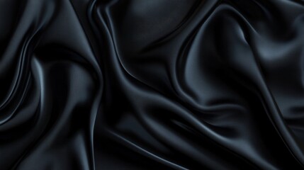 Obraz premium Black luxurious fabric drapes and folds elegantly in soft light