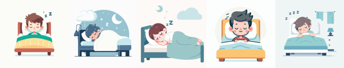 vector boy sleeping on bed