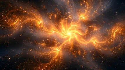 Dramatic large orange explosion against a dark background evoking power and energy in a vivid display of motion