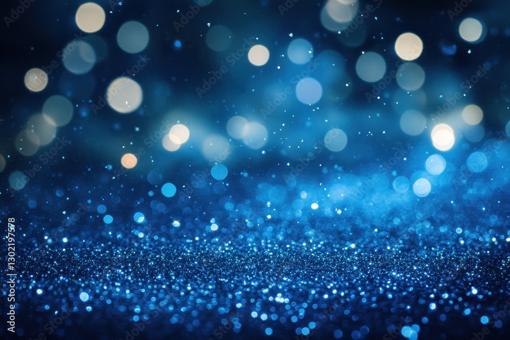 Wall mural blue sparkling glitter and bokeh lights create a magical scene
