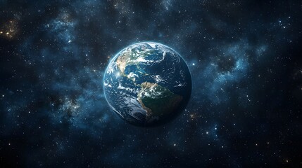 Naklejka premium Awe-inspiring view of earth captured from space highlighting its vibrant colors and diverse geography against a starry background