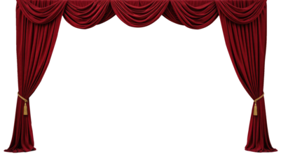 Red Velvet Theater Curtains Cut Out, Transparent PNG Background.