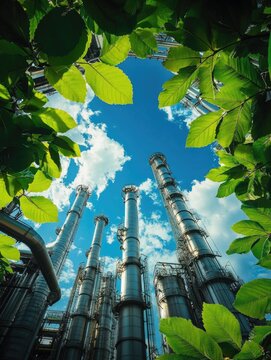 Industrial Pipe Factory with Greenery