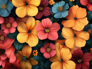 Obraz premium Vibrant Floral Pattern with Colorful Flowers