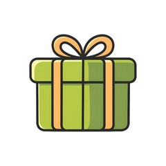 Festive Green and Yellow Wrapped Gift Box Illustration for Birthdays and Holidays