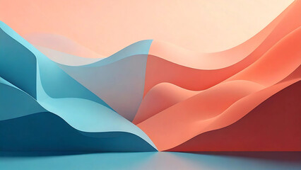 Abstract red wave background with colorful curves and smooth design