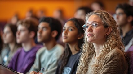 Obraz premium Students Attentively Listening in University Lecture Hall