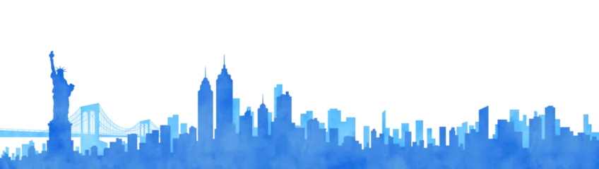 Papier peint photo intissé Watercolor new york city skyline silhouette isolated on transparent background