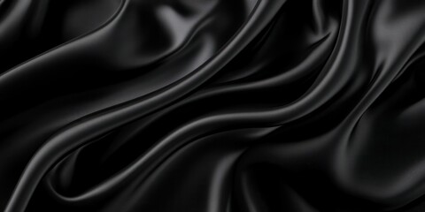 Obraz premium Smooth black silk fabric is draped in luxurious folds