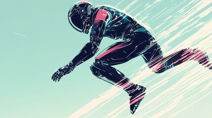 Obraz premium An illustration of a robot in a dynamic running position