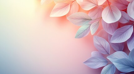 Fototapeta premium Soft Pastel Leaves on a Subtle Gradient Background for Design Use