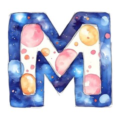 Cosmic Watercolor Letter M Design