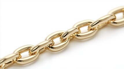 Obraz premium Close-Up of Elegant Gold Chain with Polished Links Isolated on White