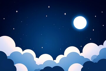 cloudy night sky with stars and moon