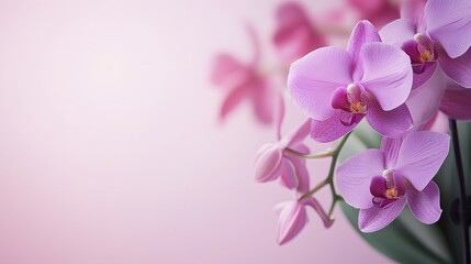 Fototapeta premium Beautiful purple orchids blooming elegantly against a soft colored background