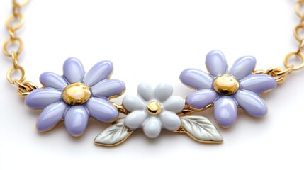Elegant Floral Necklace with Colorful Enamel Flower Design