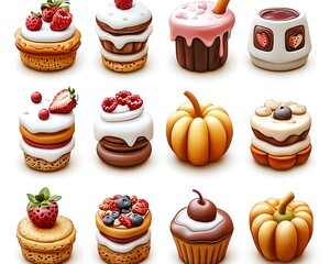 Colorful Dessert Icons