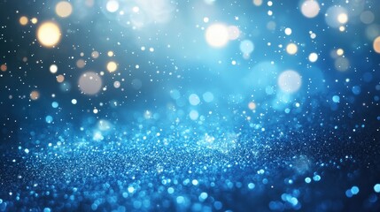 Obraz premium Abstract depiction of blue glitter and bokeh lights creates magic