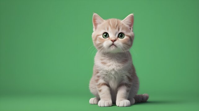 Adorable Cat with Green Screen Background 