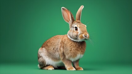 Fototapeta premium AI-Generated Cute Rabbit in Front of a Green Screen