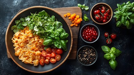 Bold menu mockup with a contemporary flat lay presentation, sharp contrasting colors, and a stylish design