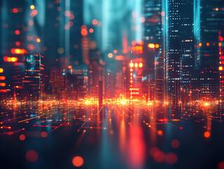 Obraz premium Futuristic Neon Cityscape at Night