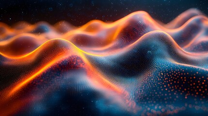 Fototapeta premium Artistic wave formation composed of numerous dots creating a unique and intriguing visual representation of movement