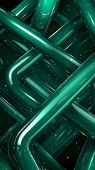 Obraz premium Abstract green tubes, dark background, design