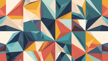 Fototapeta premium Futuristic Low-Poly Geometric Pattern with a Faceted Surface, Architectural Elements, and Contrasting Teal and Orange Tones for a Bold Aesthetic