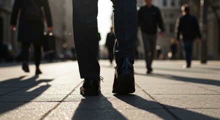 Naklejka premium Close-up of businessman walking on city street