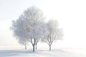 Fototapeta premium Frozen winter forest with snow covered trees. Coniferous forest.