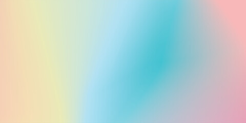 Abstract clear blue sky. Pastel rainbow. Light blue, pink and yellow color vector banner. Pastel gradient sky pattern. Blurred light fuzz colorful gradient background.