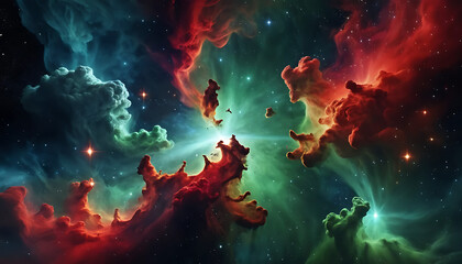 Obraz premium Exploring the Cosmos Vibrant Nebula Clouds with Stars and Colorful Gases