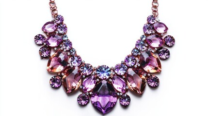 Elegant statement necklace with purple gemstones and sparkling design