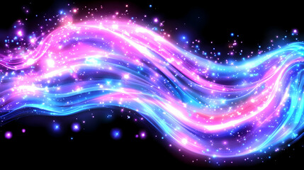 Obraz premium Abstract glowing wavy lines, night sky