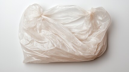 Fototapeta premium Crumpled Translucent Plastic Bag on White Background