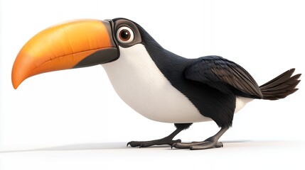 Fototapeta premium Cute Cartoon Toucan Illustration with Large Orange Beak
