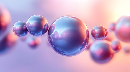 Fototapeta premium Floating spheres, abstract background, science