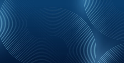 Abstract blue glowing geometric lines on a dark blue background. Modern shiny circular pattern. Futuristic technology concept for covers, posters, banners, brochures, headers, and websites.